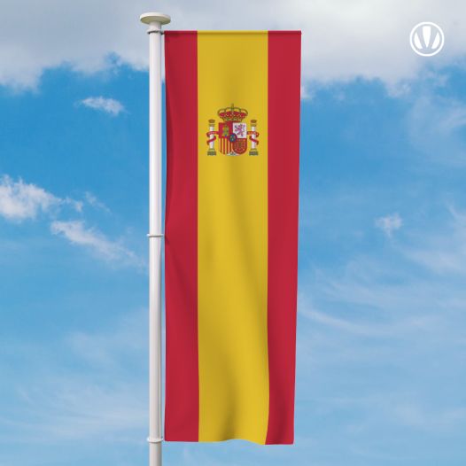 Banier Spaanse vlag met wapen | Verticaal