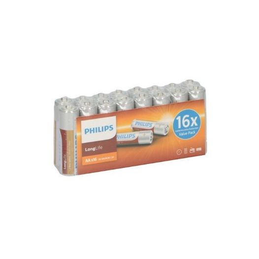 Batterij AA Longlife PHILIPS | 16 stuks