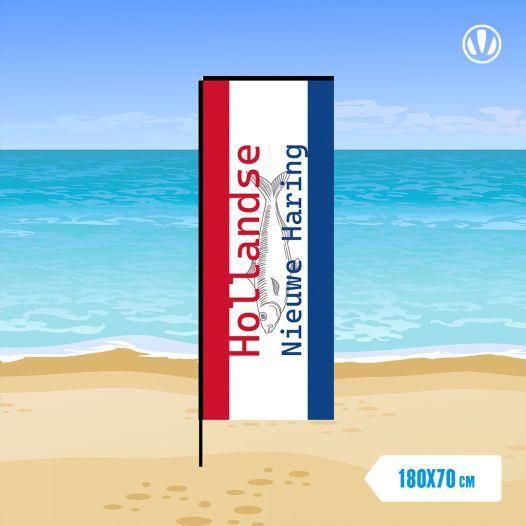 Beachvlag rechthoek Haring 180x70cm