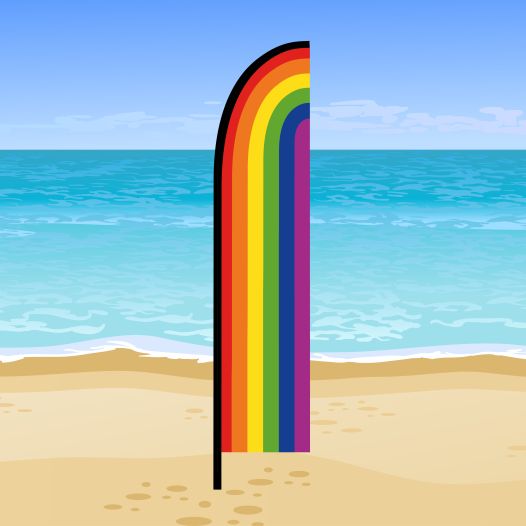 Beachvlag Regenboog medium 310cm hoog