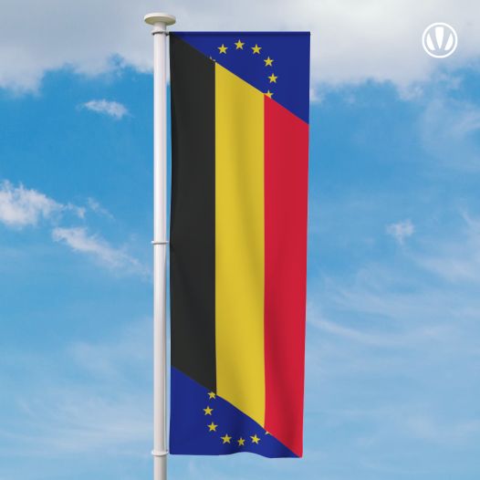 Banier Belgie met Europese Unie Vlag