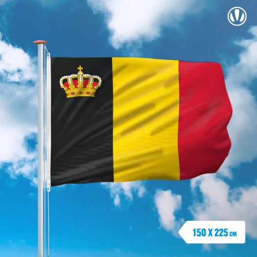 Belgische vlag met kroon 150x225cm