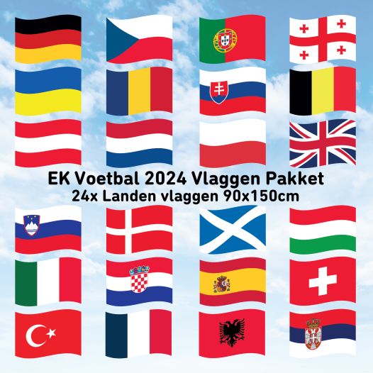 32x grote landen vlaggen pakket EURO 2028 / EK Voetbal 2028 | 90x150cm