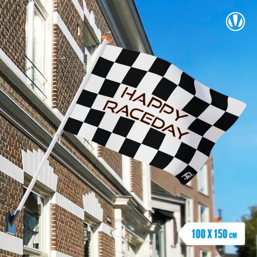 Vlag Happy Raceday 100x150cm