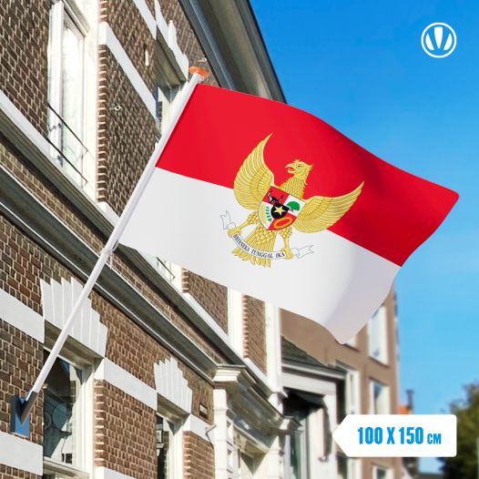 Vlag Indonesie met Garuda 100x150cm