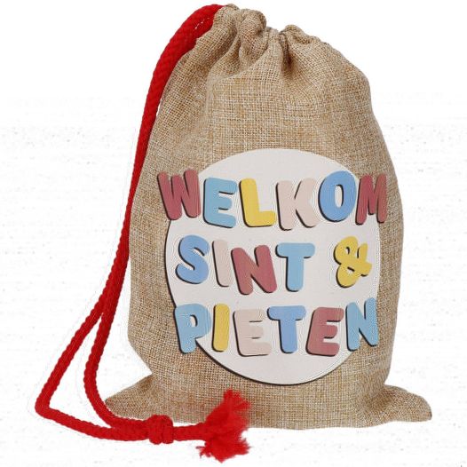 Jute zak welkom Sint en Pieten