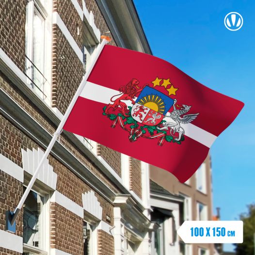 Vlag Letland met Wapen 100x150cm