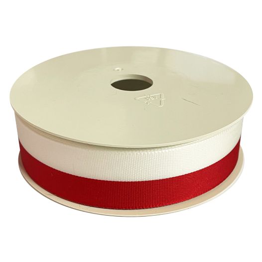 Lint rood wit - 25 meter lang | 25mm breed