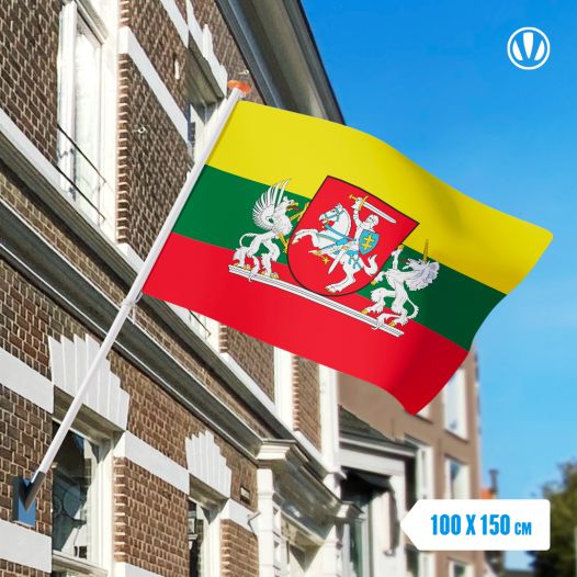 Vlag Litouwen met Wapen 100x150cm