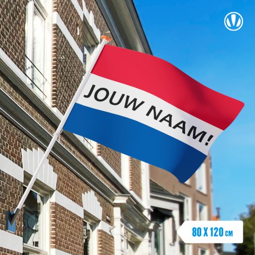 Nederlandse vlag met naam 80x120cm