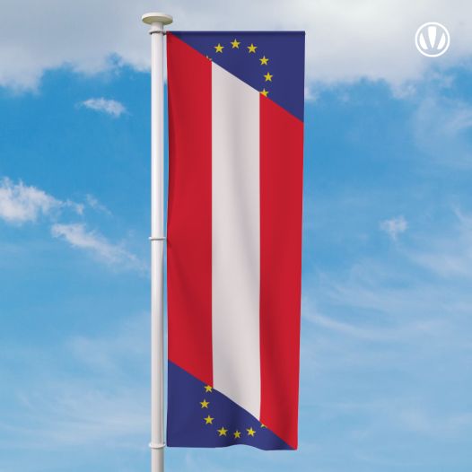 Banier Oostenrijk met Europese Unie Vlag