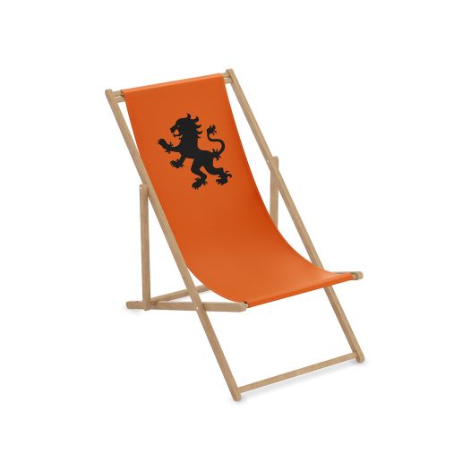 Oranje strandstoel met leeuw