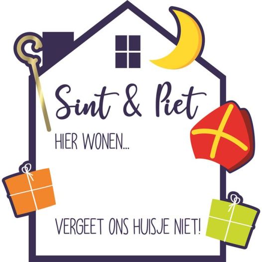 Raambord Sint & Piet "Hier wonen.." - Beschrijfbaar