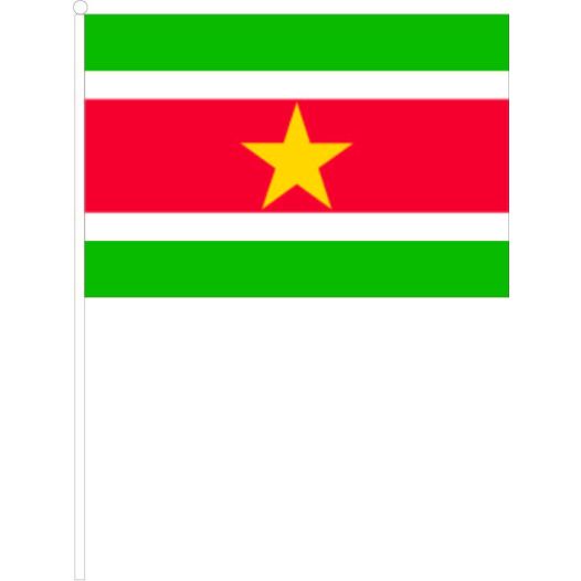 Zwaaivlag Suriname 20x30cm met plastic stokje