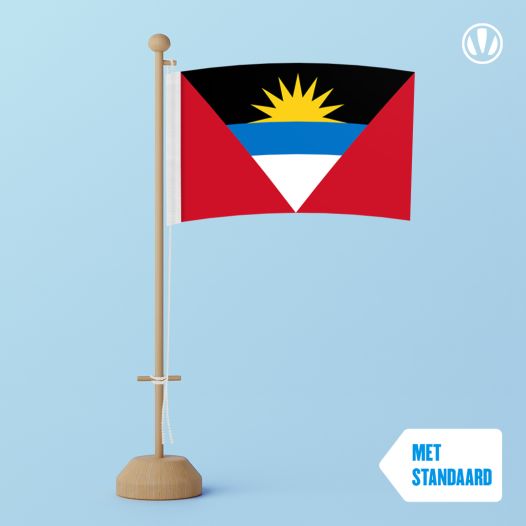 Tafelvlag Antigua en Barbuda 10x15cm | met standaard