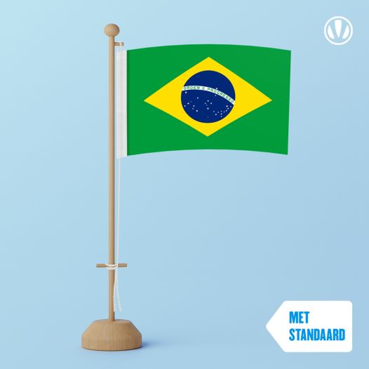 Tafelvlag Brazilie 10x15cm | met standaard