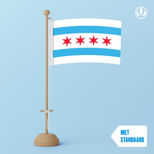 Tafelvlag Chicago 10x15cm - met standaard