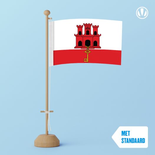 Tafelvlag Gibraltar 10x15cm met standaard