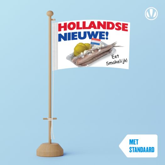 Tafelvlag Hollandse Nieuwe Haring 10x15cm - met standaard