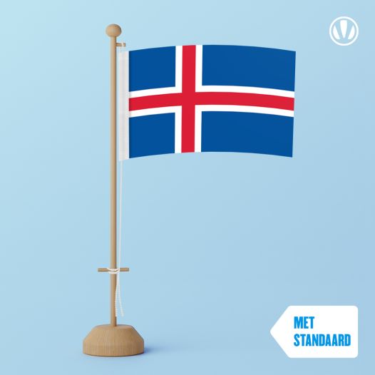 Tafelvlag IJsland 10x15cm | met standaard