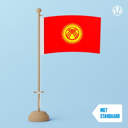 Voormalige tafelvlag Kirgizie 10x15cm | met standaard