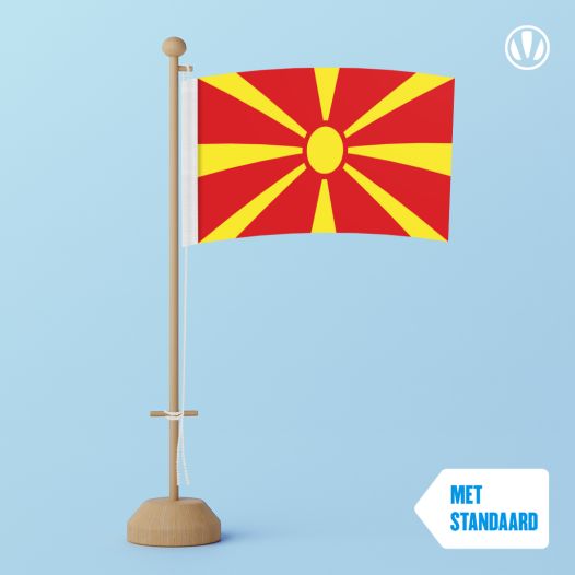 Tafelvlag Macedonie 10x15cm | met standaard