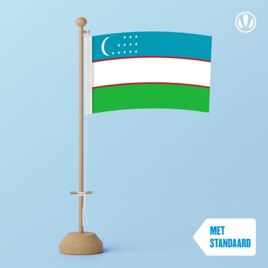 Tafelvlag Oezbekistan 10x15cm | met standaard