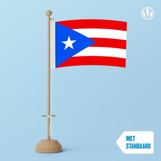 Tafelvlag Puerto Rico 10x15cm | met standaard