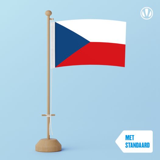 Tafelvlag Tsjechie 10x15cm | met standaard