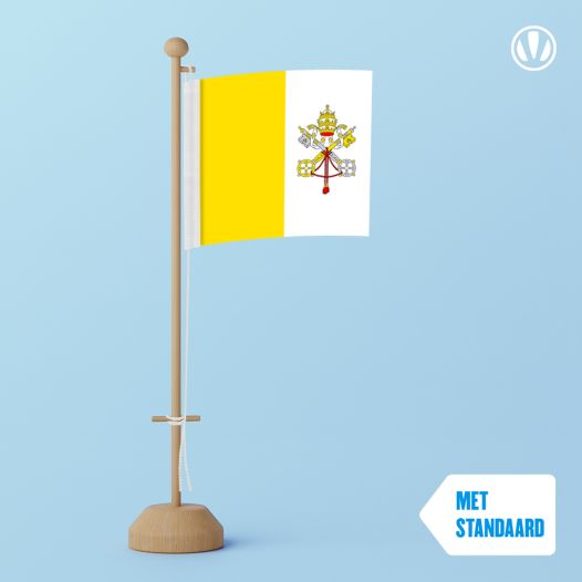 Tafelvlag Vaticaanstad 10x15cm | met standaard