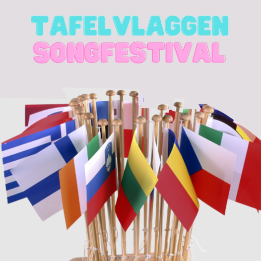 Alle Tafelvlaggen Songfestival - met standaard | Complete set