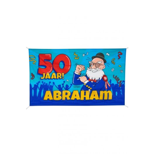 Abraham 50 jaar vlag cartoon 90x150cm