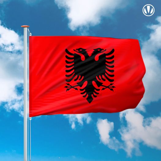 vlag Albanië 150x225cm - Spunpoly