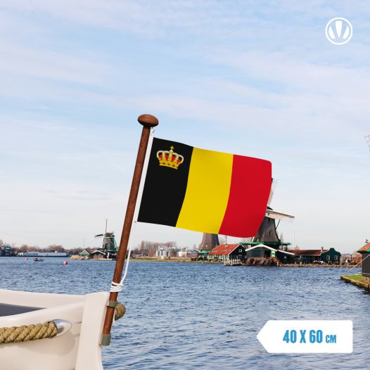 Vlag Belgie met Kroon 40x60cm - Spunpoly