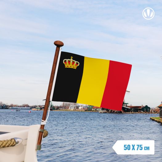 vlag Belgie met Kroon 50x75cm - Spunpoly