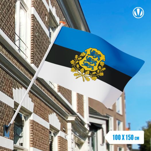 Vlag Estland met Wapen 100x150cm