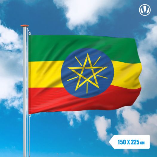 vlag Ethiopie 150x225cm - Spunpoly