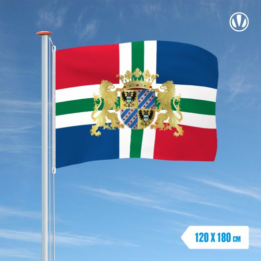 Vlag Groningen met Wapen 120x180cm