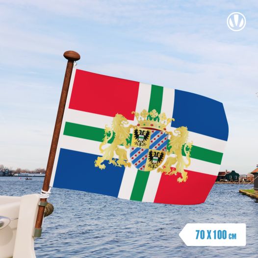 Vlag Groningen met Wapen 70x100cm