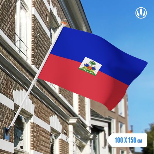 vlag Haïti met wapen 100x150cm - Spunpoly