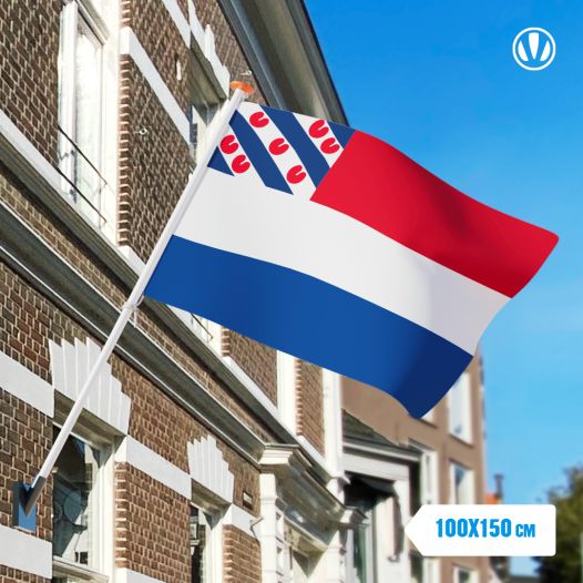 Vlag Nederland met inzet Friese vlag 100x150cm