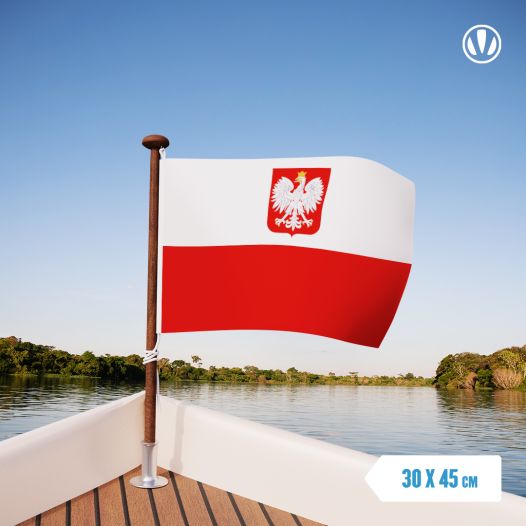 Vlag Polen met Wapen 30x45cm