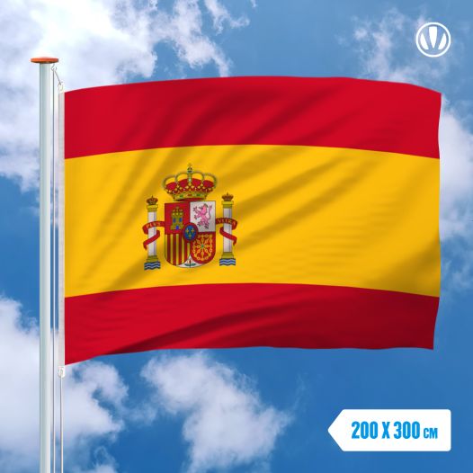 Vlag Spanje met wapen 200x300cm - Spunpoly