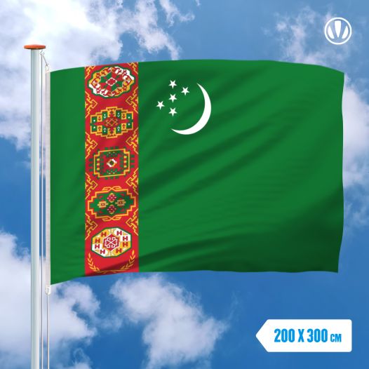 Vlag Turkmenistan 200x300cm - Glanspoly