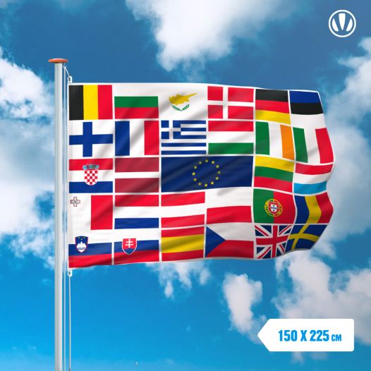 Vlag met de vlaggen van de EU landen 150x225cm