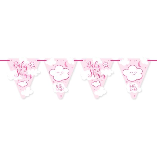 Vlaggenlijn Babyshower Meisje - 6 meter | Papier