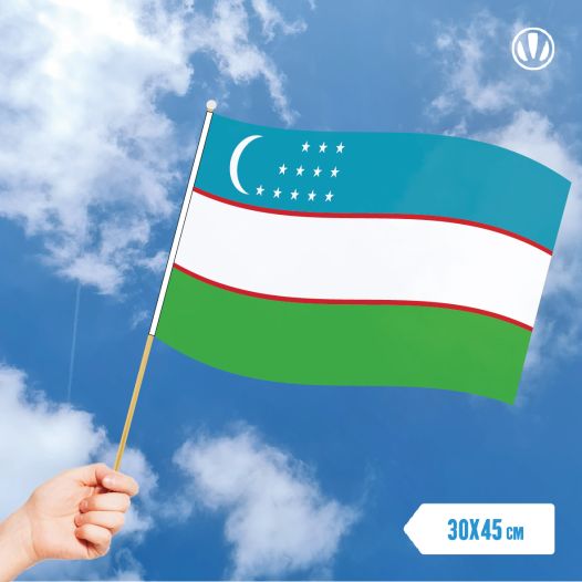 Zwaaivlag Oezbekistan 30x45cm | Stof