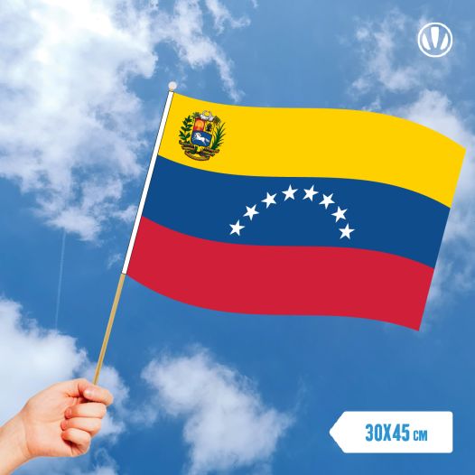 Zwaaivlag Venezuela met wapen 30x45cm