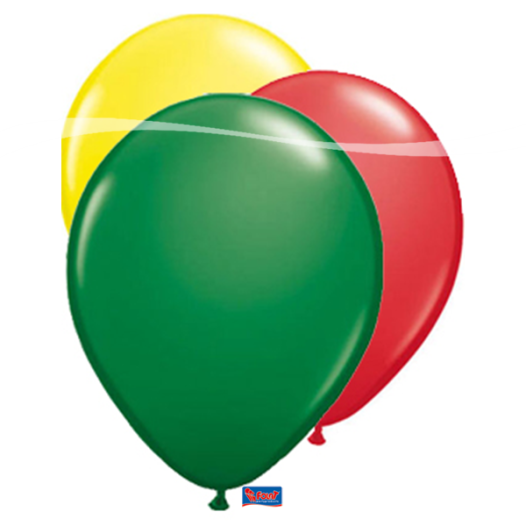 Ballonnen rood geel groen 10 stuks