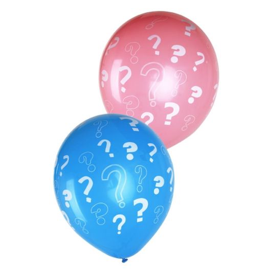 Gender Reveal Ballonnen Vraagtekens | 8 stuks